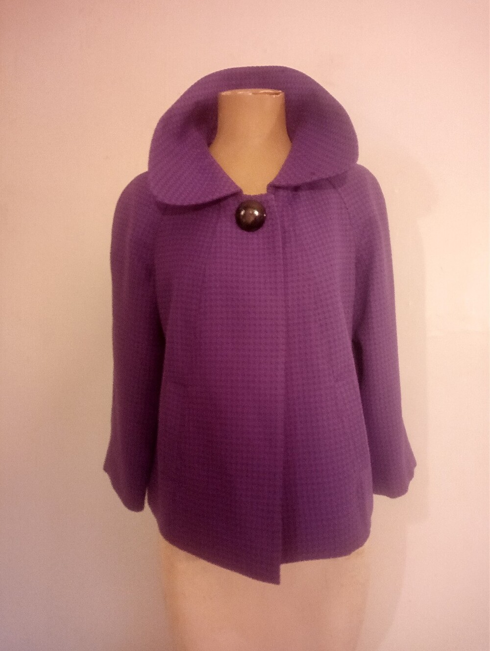 Lena Gabrielle Purple Textured Cropped Blazer Jacket